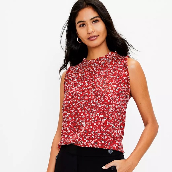 LOFT Heart Ruffle Top - Picture 2 of 6
